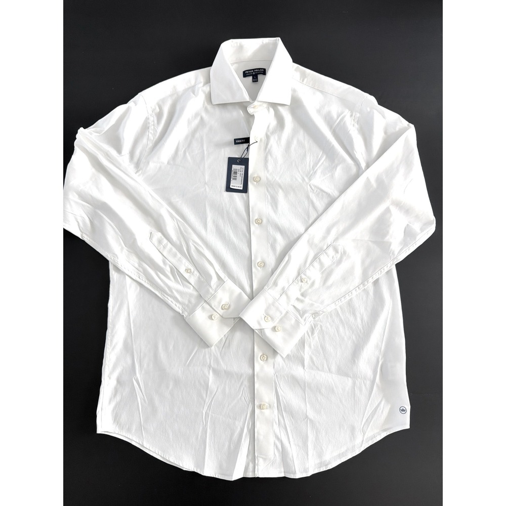 Peter Millar Crown Crafted Tour Fit White Button Down Shirt Mens L New With Tags